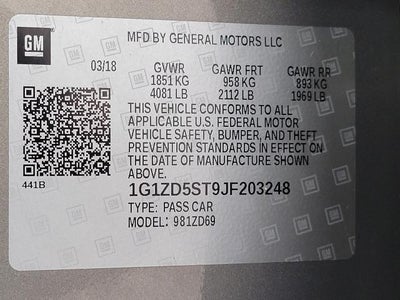 2018 Chevrolet Malibu 4dr Sdn LT w/1LT