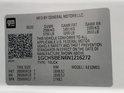 2022 Chevrolet Colorado 2WD Ext Cab 128 Work Truck