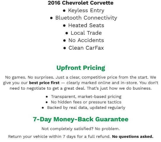 2016 Chevrolet Corvette Stingray Z51 2LT