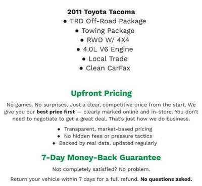 2011 Toyota Tacoma Pickup 4D 5 ft