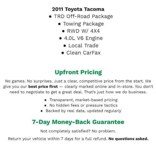 2011 Toyota Tacoma Pickup 4D 5 ft