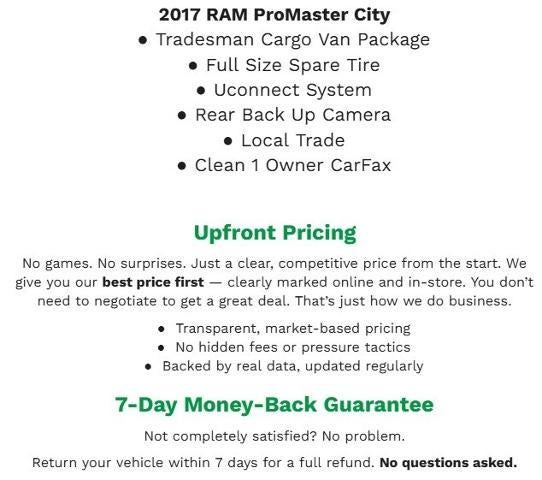 2017 RAM ProMaster City Tradesman Cargo Van